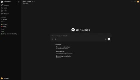 Open WebUI 模型选择与聊天工作区