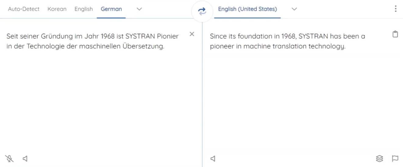 SYSTRAN 的语言选择、原文与译文双栏